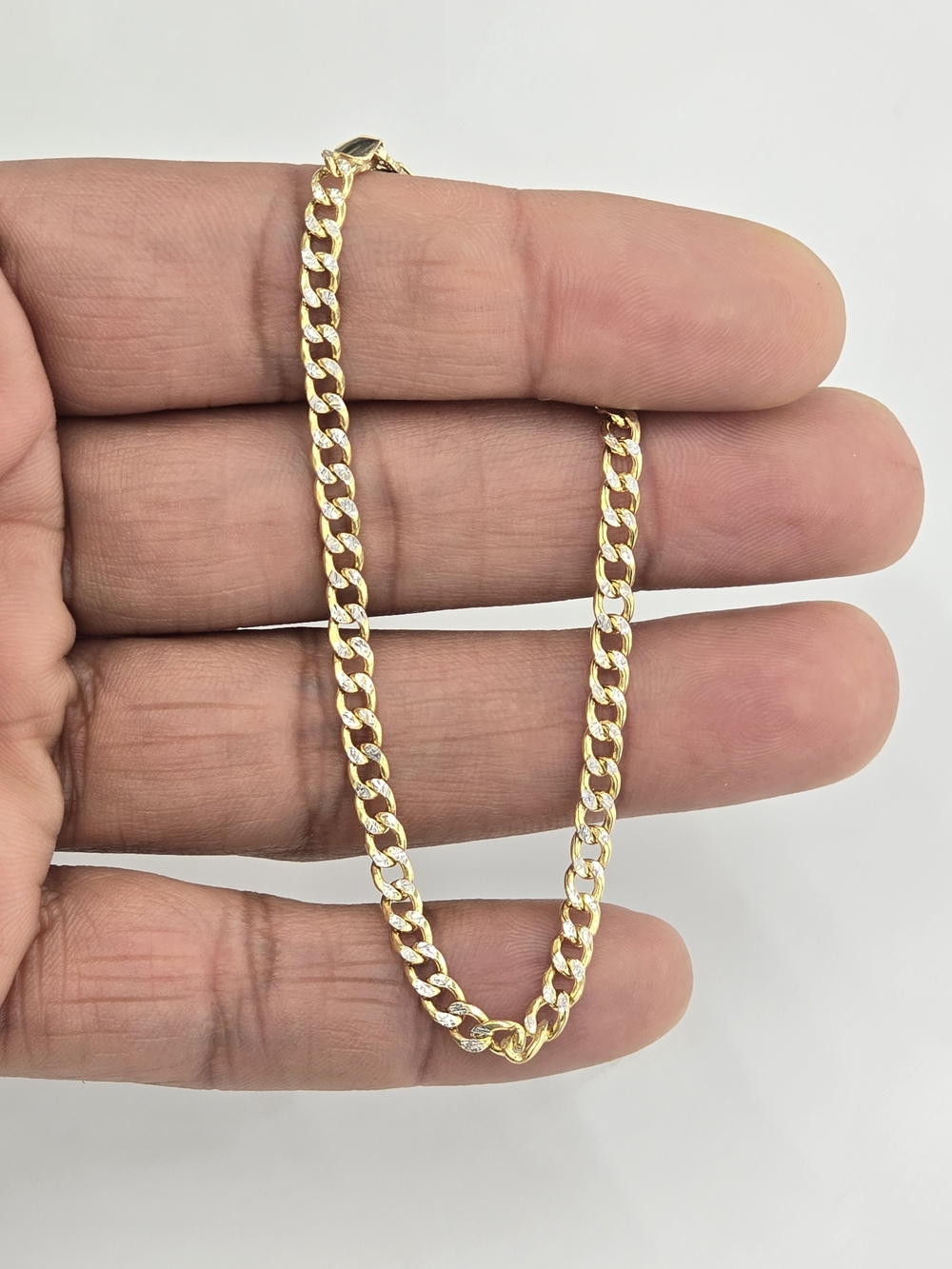 14kt Real Gold Cuban Diamond Cut Bracelet 3.7 Mm 7.5 Inches